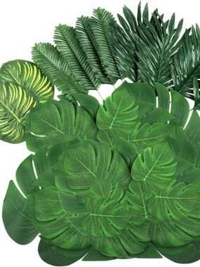 78 Piece Set Artificial Tropical Monstera Palm Leaves
